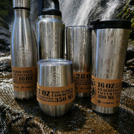Aquapelli insulated drinkware including stainless steel water bottles and tumblers designed for hot and cold beverages with vacuum insulation for travel and outdoor use.