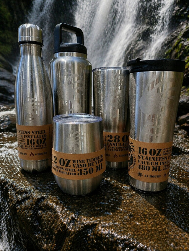 Aquapelli insulated drinkware including stainless steel water bottles and tumblers designed for hot and cold beverages with vacuum insulation for travel and outdoor use.