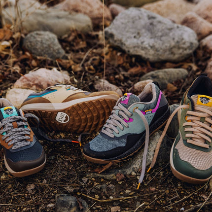 Lems zero drop, wide-toe box shoe in multiple colors. Intended for daily wear to hiking.