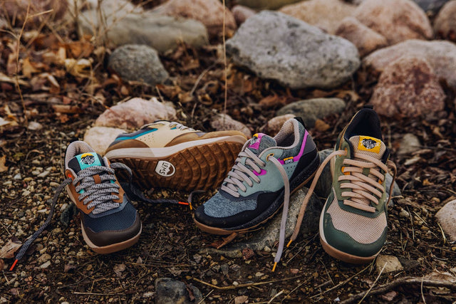 Lems zero drop, wide-toe box shoe in multiple colors. Intended for daily wear to hiking.