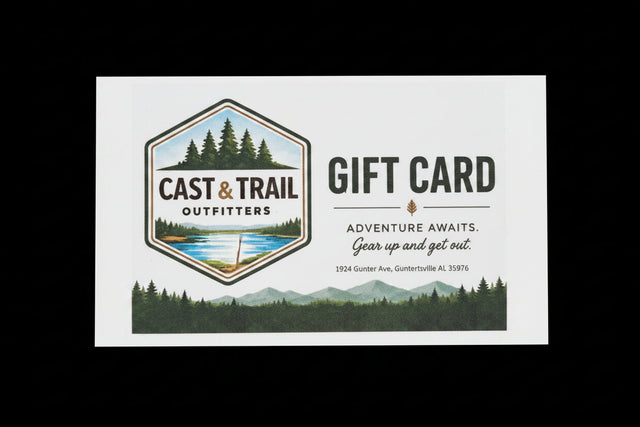 Gift Card from Cast and Trail Outfitters on black background.