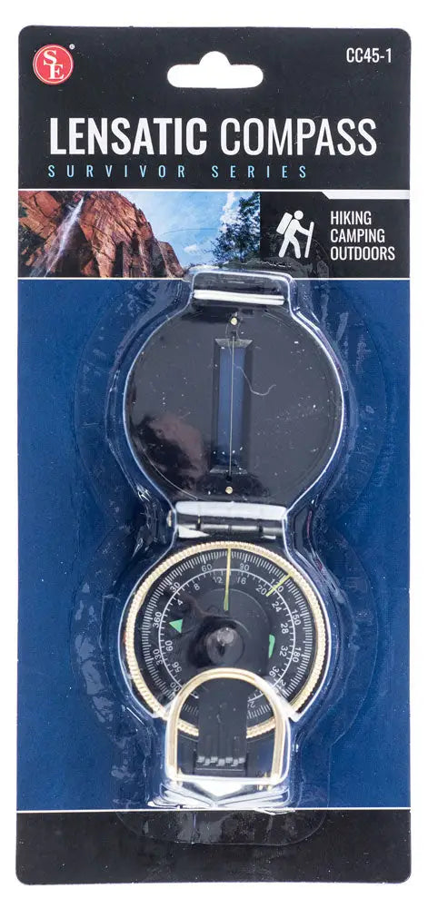 LENSATIC COMPASS SURVIVOR SERIES, black and gold compass in packaging