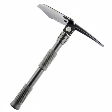 Folding pickaxe with a shovel on one side and a pick on the other