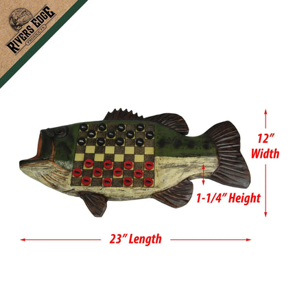 Fishing lure with checkered pattern and dimensions labeled