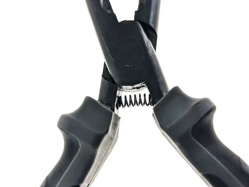 Close up of black pliers with a spring mechanism
