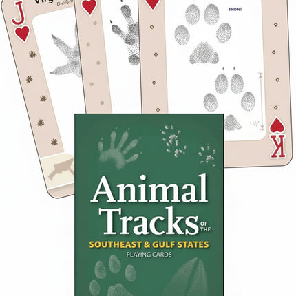Animal Tracks of the Southeast & Gulf States Playing Cards with three cards fanned out
