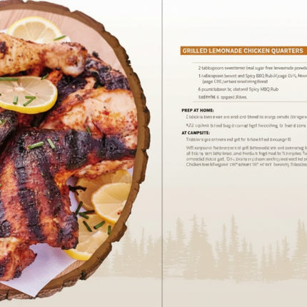 Grilled lemonade chicken quarters with lemon slices and rosemary