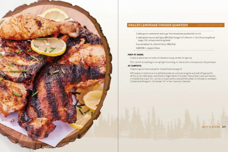 Grilled lemonade chicken quarters with lemon slices and rosemary