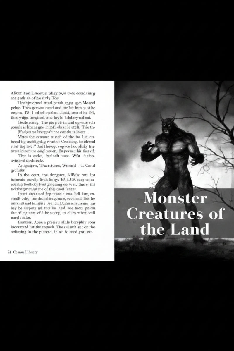 Monster Creatures of the Land book cover with a werewolf-like creature
