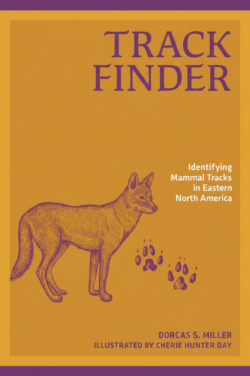 Track Finder book cover with a coyote illustration and paw prints