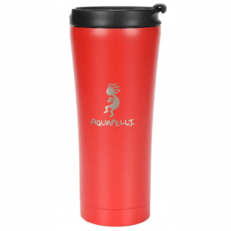 Red Aquapelli tumbler with black lid