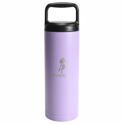 AquaFlask 22oz with handle lid in purpel with plastic screw on black lid
