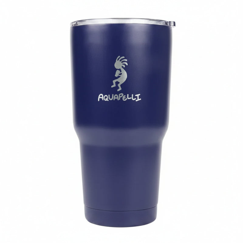 Aquapelli 30oz tumbler in navy blue with clear lid