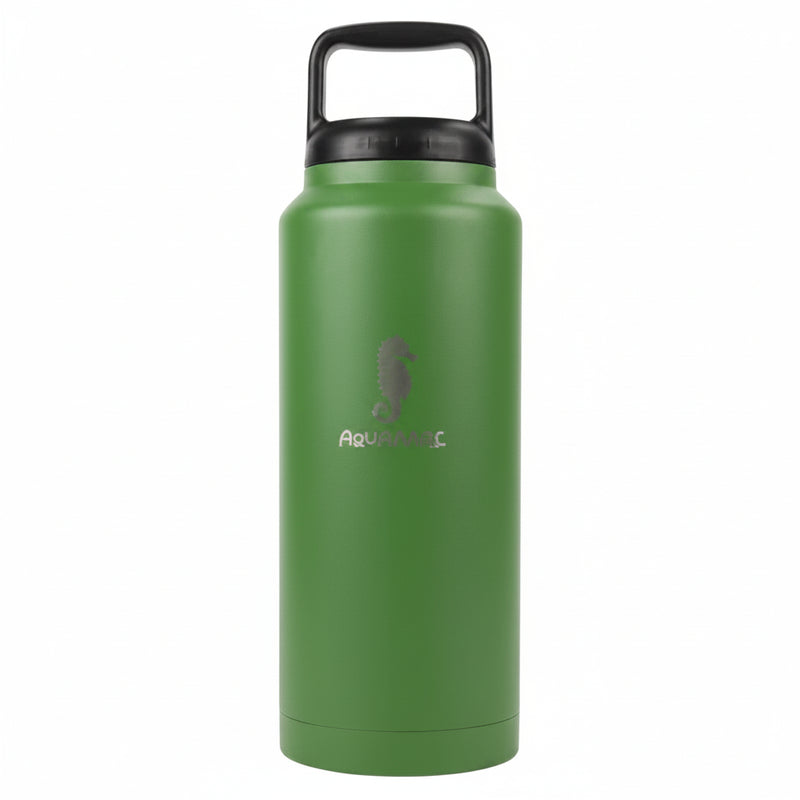 Green Aquamatic water bottle with black handle
