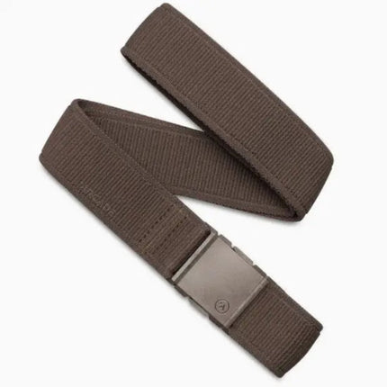 Brown fabric belt with a dark grey buckle