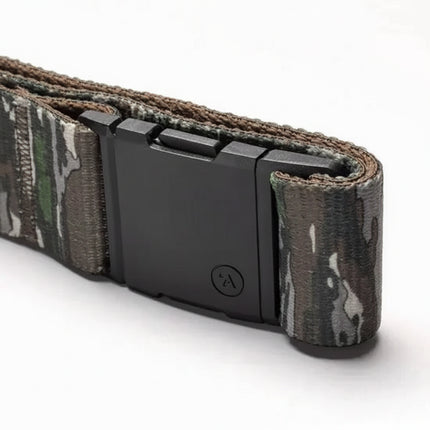 Camo patterned belt with a black buckle