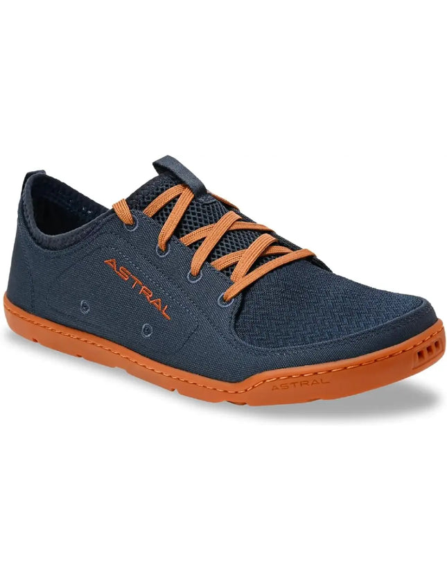 Astral Loyak AC shoe in navy blue with orange laces and sole