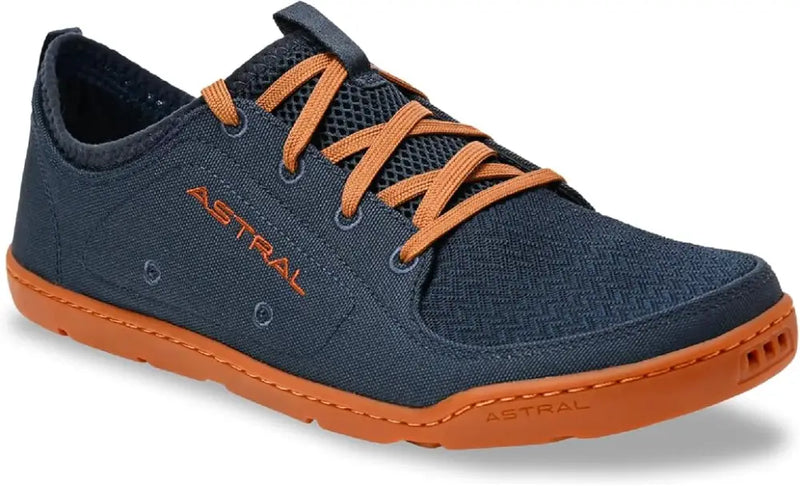Astral Loyak AC shoe in navy blue with orange laces and sole