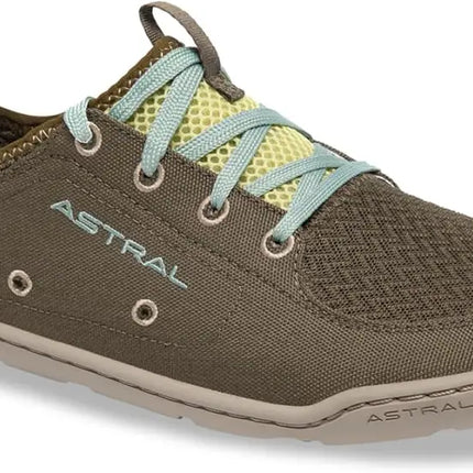 Astral Loyak AC shoes in dark brown with light blue laces and yellow mesh