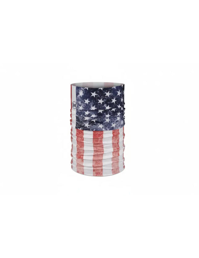 Buff Original Ecostretch neckwear with a distressed American flag design