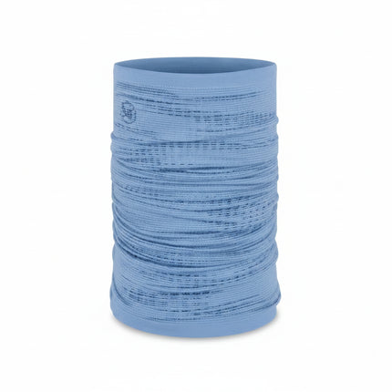 Light blue neck gaiter with a textured, ribbed pattern