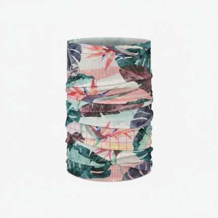 Buff Original Ecostretch Multifunctional Headwear in a tropical leaf pattern