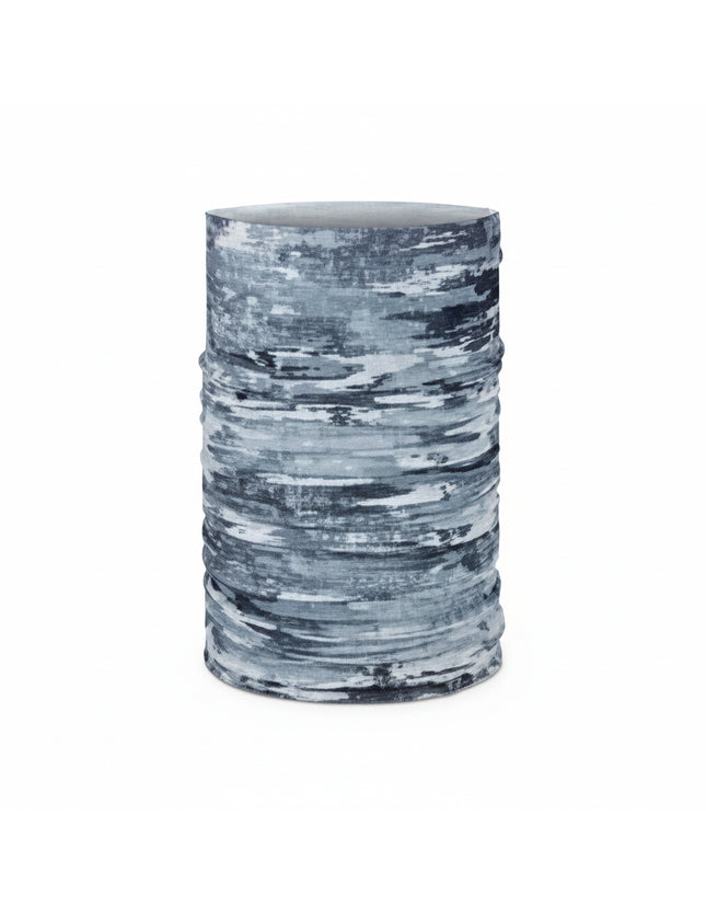 Grey and white patterned neck warmer