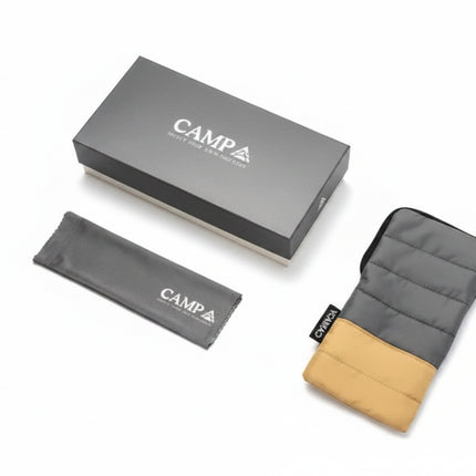 Campa branded box, pouch, and padded case