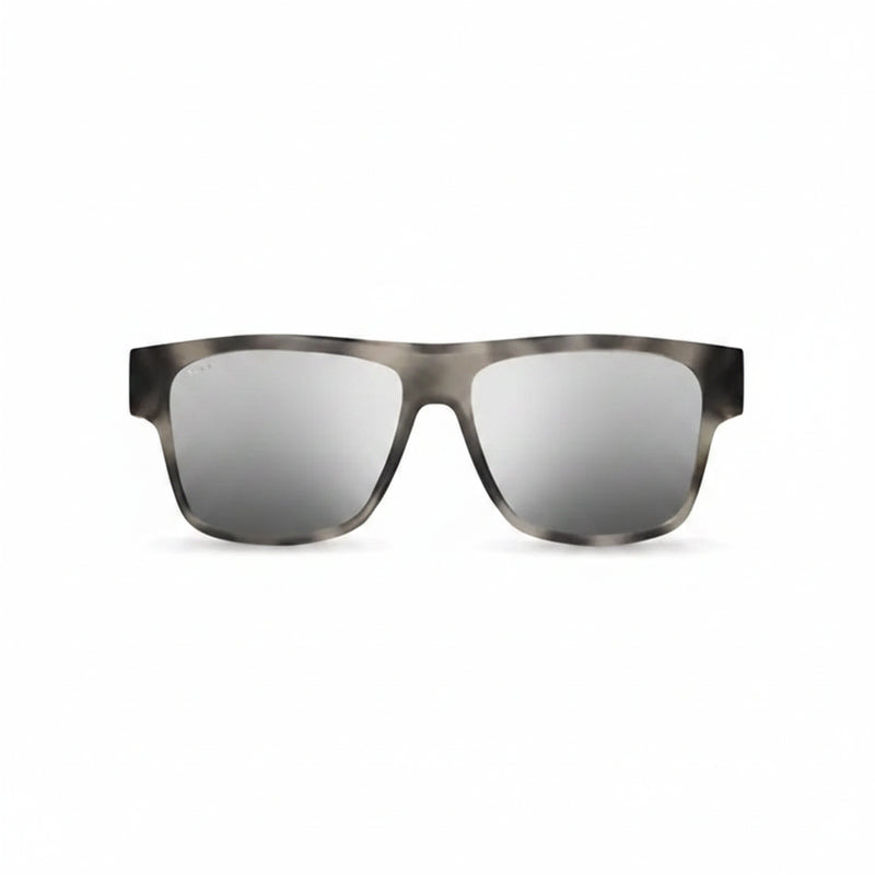 Grey sunglasses with mirrored lenses