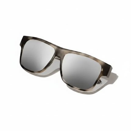 Brown tortoiseshell sunglasses with silver mirrored lenses