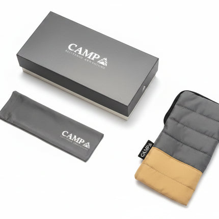 Campa branded box, pouch, and quilted case