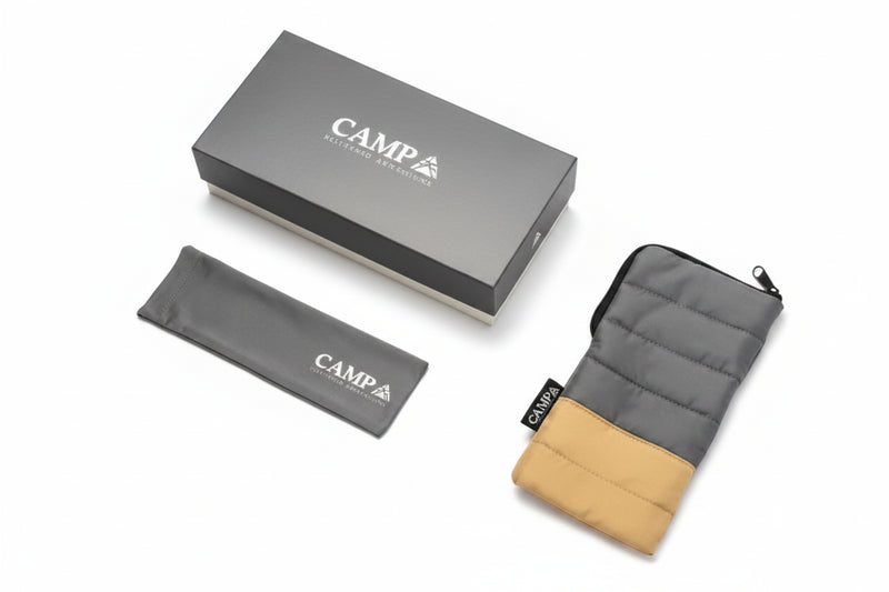 Campa branded box, pouch, and quilted case