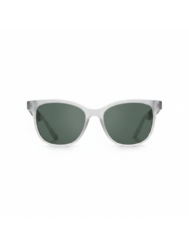Light gray sunglasses with dark green lenses