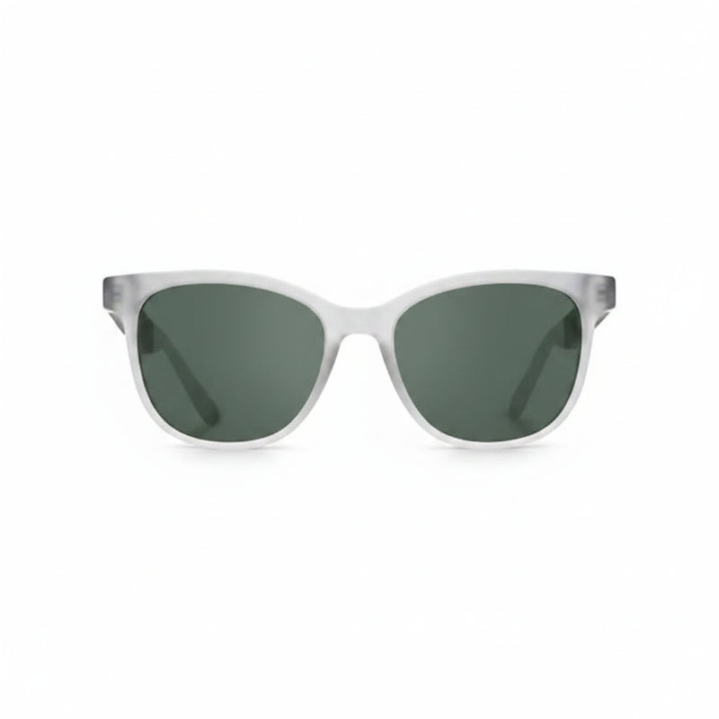 Light gray sunglasses with dark green lenses