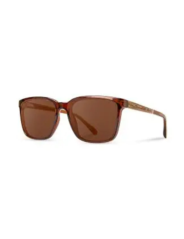 Brown square frame sunglasses with brown lenses