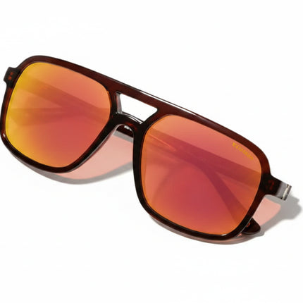 Brown sunglasses with orange lenses