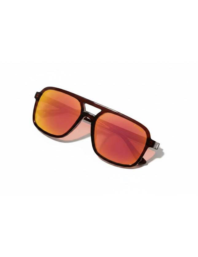 Brown sunglasses with orange lenses