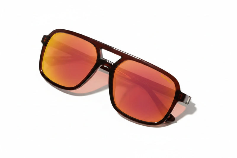 Brown sunglasses with orange lenses