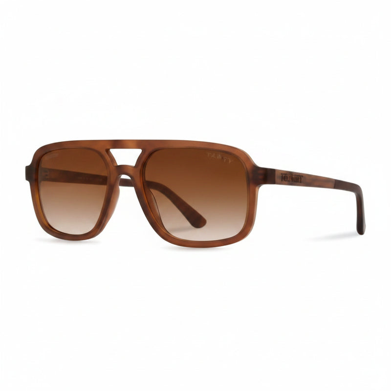 Brown sunglasses with square lenses and a double bridge