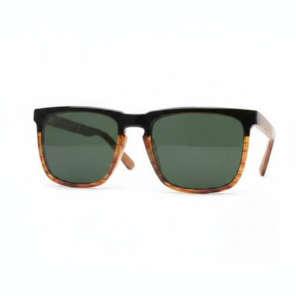Black and brown sunglasses with dark green lenses