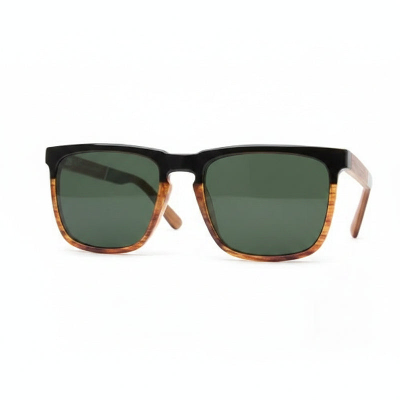Black and brown sunglasses with dark green lenses