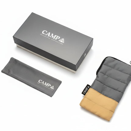Campa branded box, pouch, and padded case