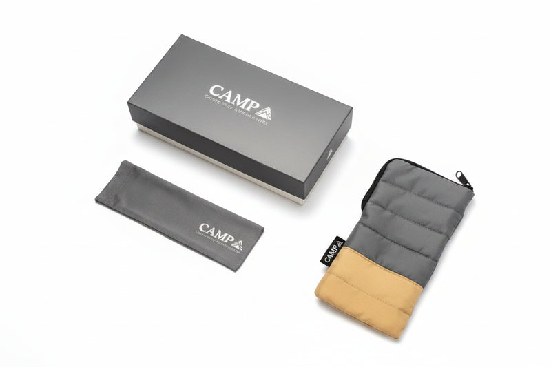 Campa branded box, pouch, and padded case