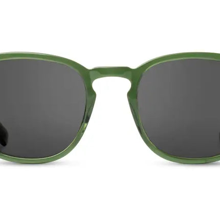 Green sunglasses with dark lenses