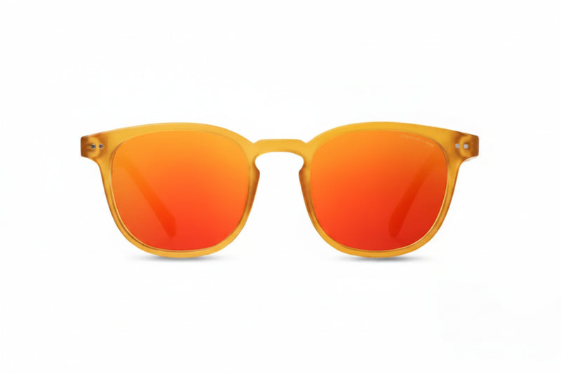 Orange sunglasses with a yellow frame