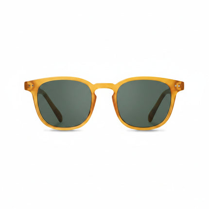 Amber sunglasses with dark lenses