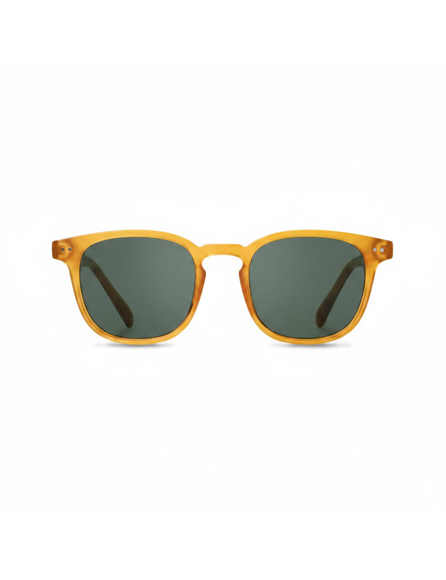 Amber sunglasses with dark lenses