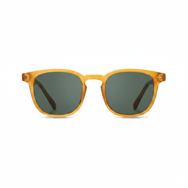 Amber sunglasses with dark lenses