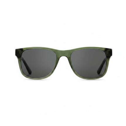 Green sunglasses with dark lenses