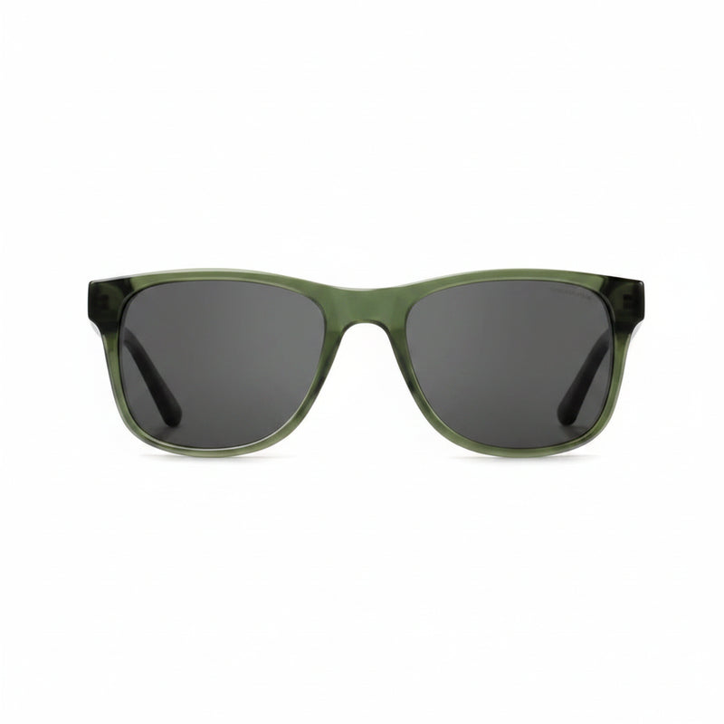 Green sunglasses with dark lenses